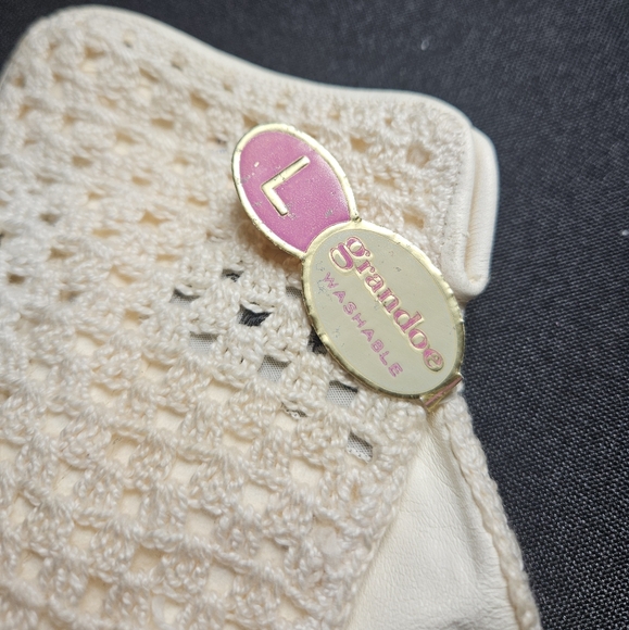 50s 60s Grandoe Leather & Crochet Cream Cottagecore Gloves Made Italy - Picture 3 of 15